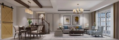 新馨花園118平美式裝修